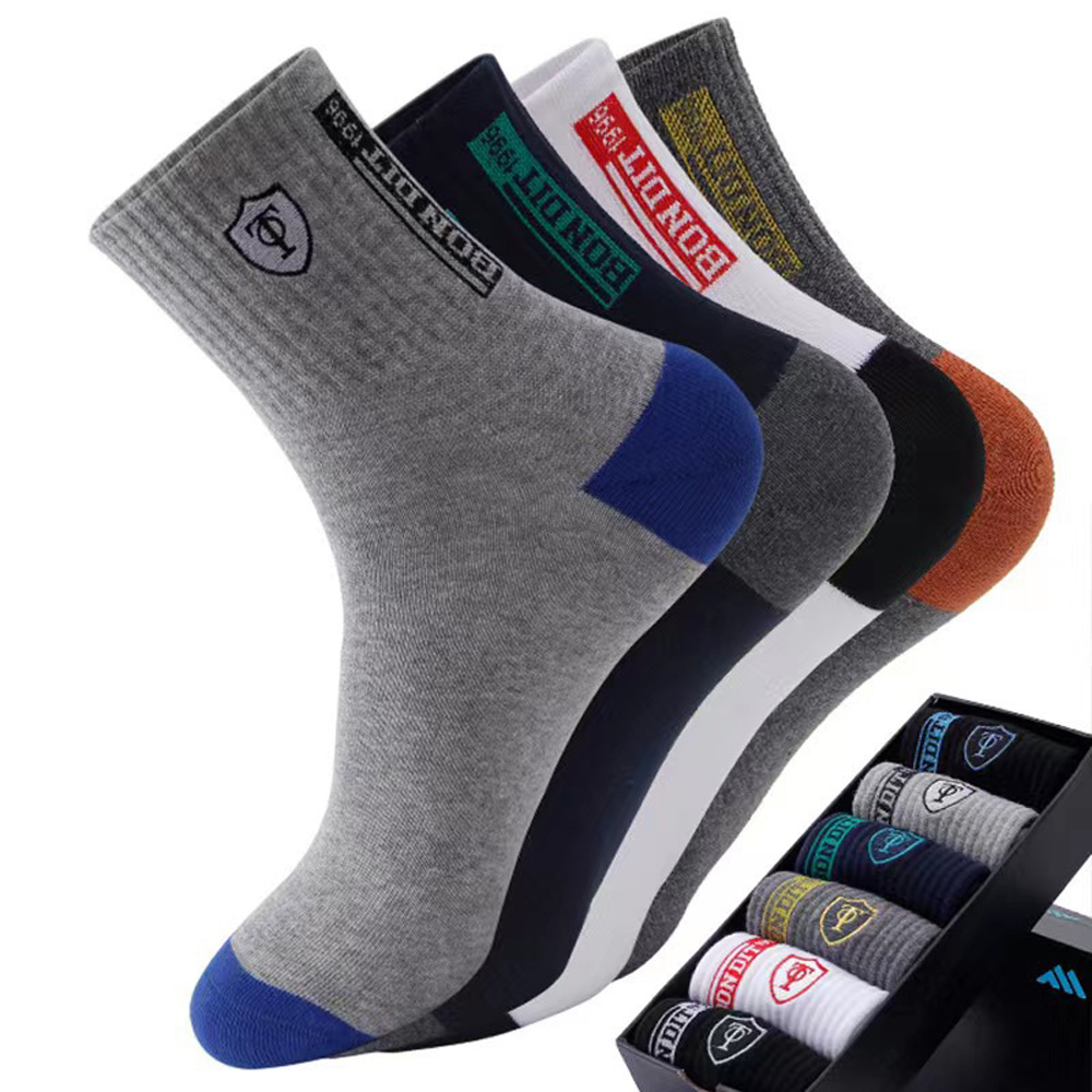 Cotton Crew Sock Pack - メンズ5/10足組プレミアムサーマルクルーソックス ソフトで暖かいカラーブロック 快適な伸縮性 ランニング、スポーツ、普段使いに
