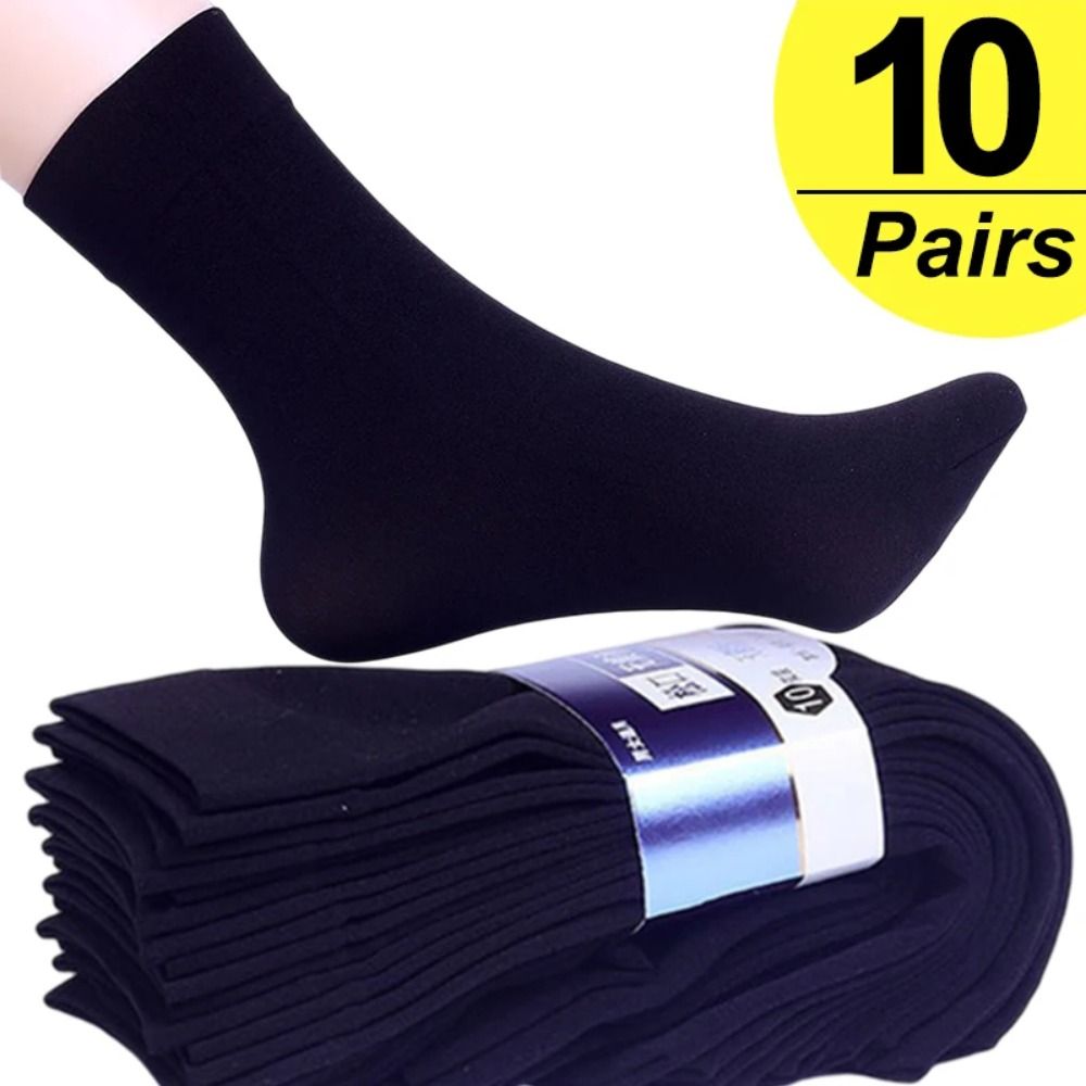 Silk Sock Bamboo - 10足組 ファッション 通気性 メンズ アイスシルクソックス ソフトで伸縮性のある無地