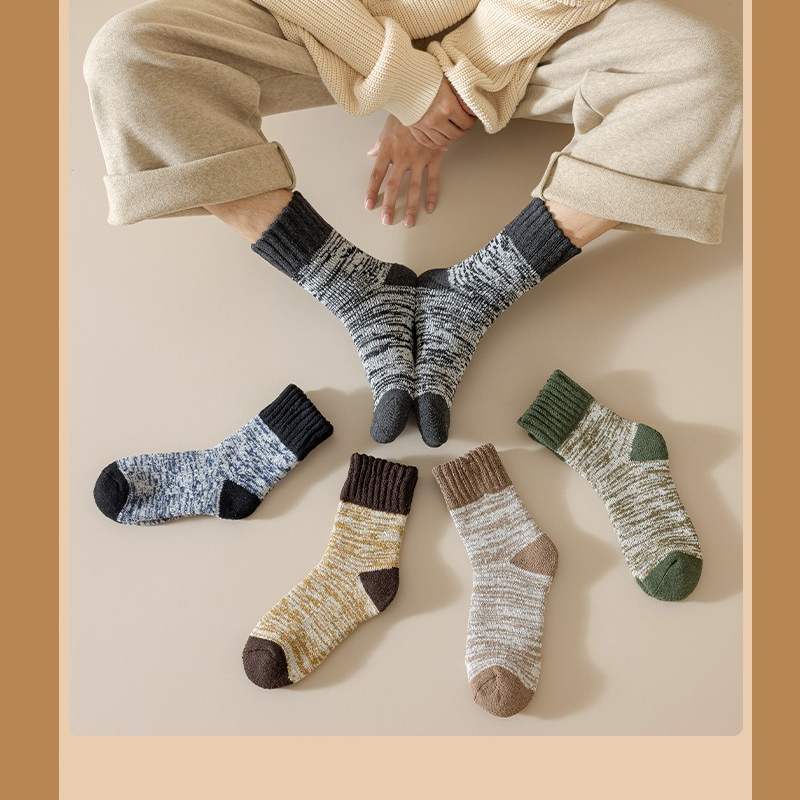 Wool Hiking Sock - 1/5 ペア冬の新ファッション多用途ミッドチューブソックスウールソックス男性超厚いハイキングソックスサーマルレジャー快適な靴下