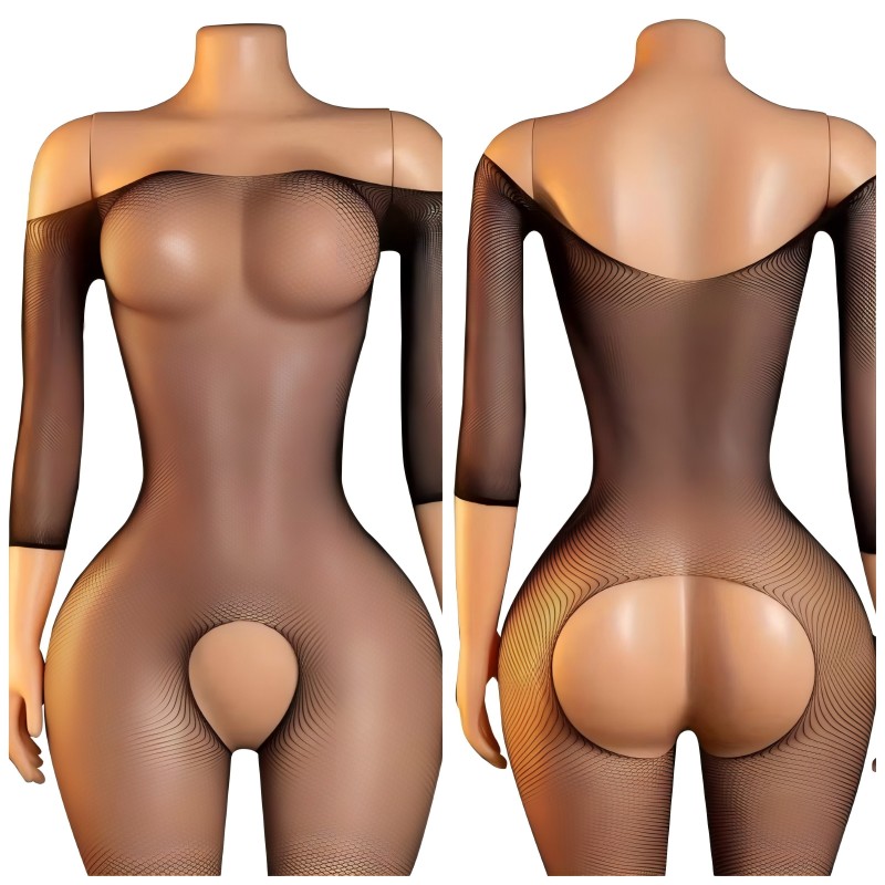 Fishnet Stocking Women - セクシーなクロッチレスタイツ、女性用ハイフィッシュネットブラックスリングボディストッキング、エロティックランジェリーメッシュテディパンティストッキング、ワンピースロングタイツ