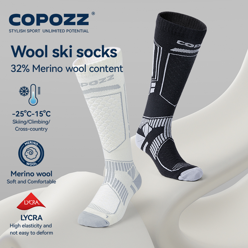 Thermal Sock Winter - COPOZZ 新しい冬のスキーソックス男性女性サーマルメリノウールロングスキーソックススノーボードサイクリングスキーサッカーソックス肥厚靴下