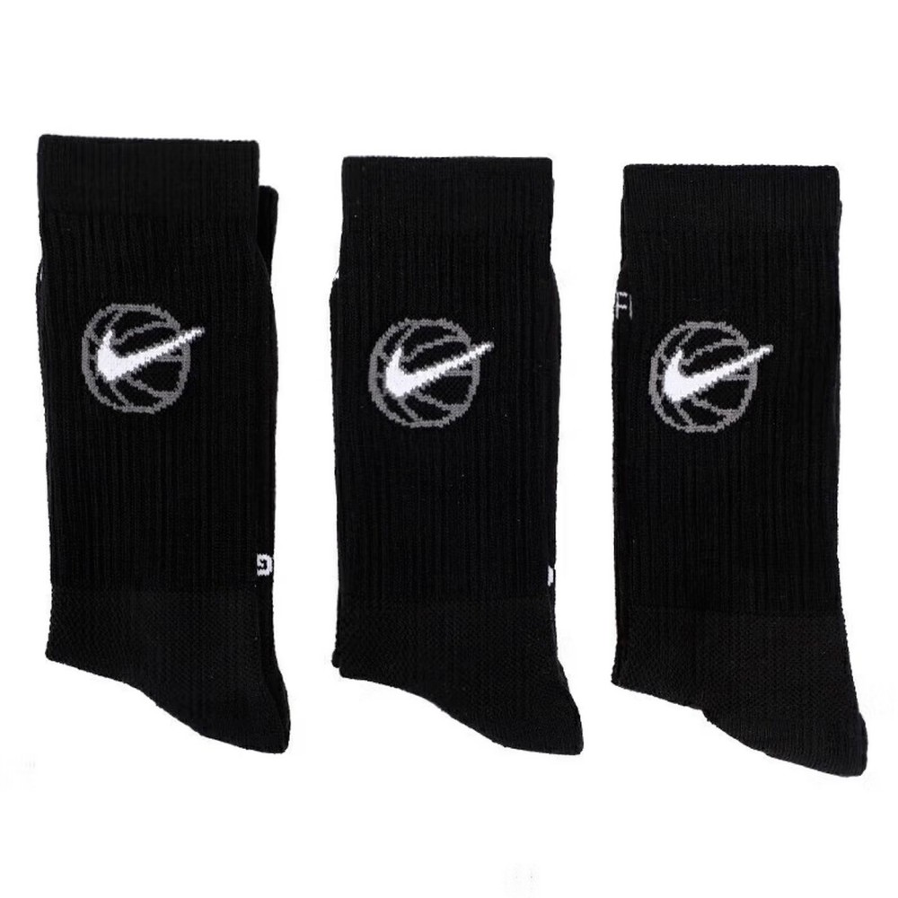 Cotton Crew Sock Pack - ナイキ ユニセックス ソフトで通気性のあるスポーツソックス：スタイリッシュ、快適、滑り止め、耐久性があります。 3 パック エブリデイ
