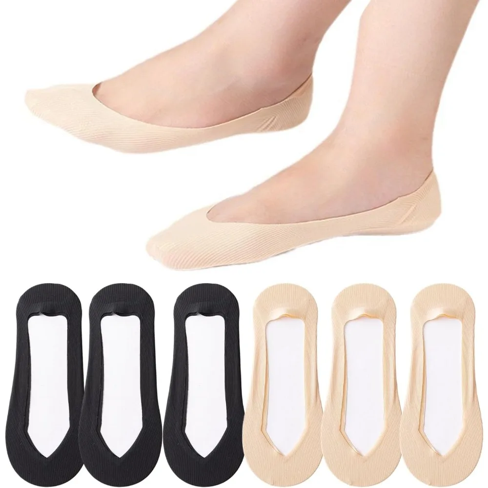 Invisibility Sock Loafer - 6足組 ノーショーソックス レディース 滑り止め シリコングリップ付き 見えないローカット