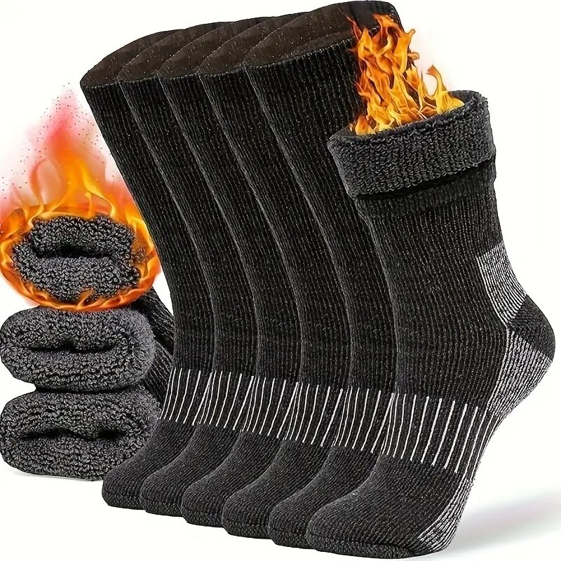 Wool Hiking Sock - メリノハイキングソックス、冬用ブーツ用暖かいクルーソックス、男女兼用、3足パック