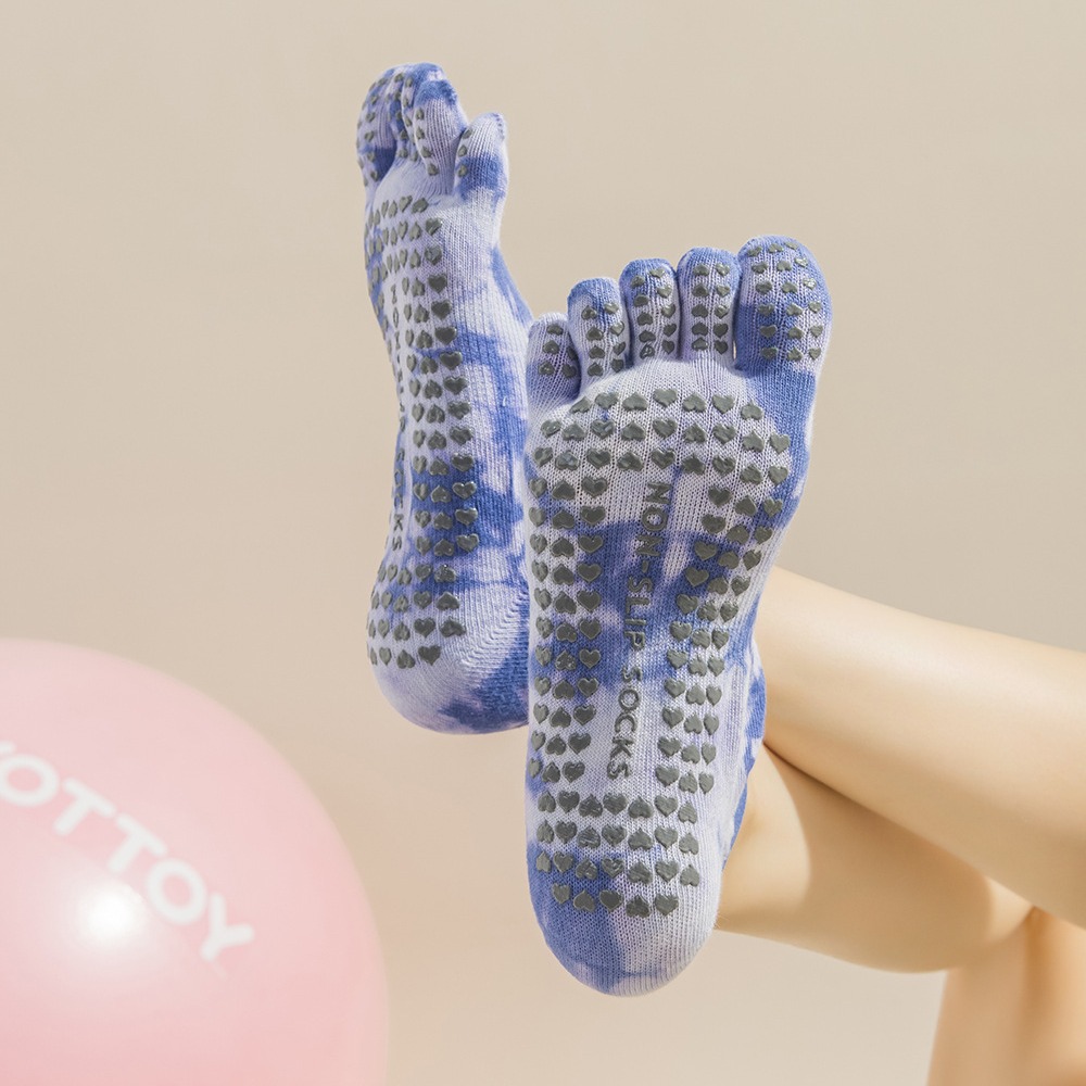 タイダイ柄の女性用5本指グリップソックス、ヨガ、ピラティス、 - Grip Sock Yoga のレビューと価格