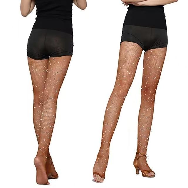 ラインストーン装飾のつま先開きラテンダンスフィッシュネットタ - Fishnet Stocking Women のレビューと価格