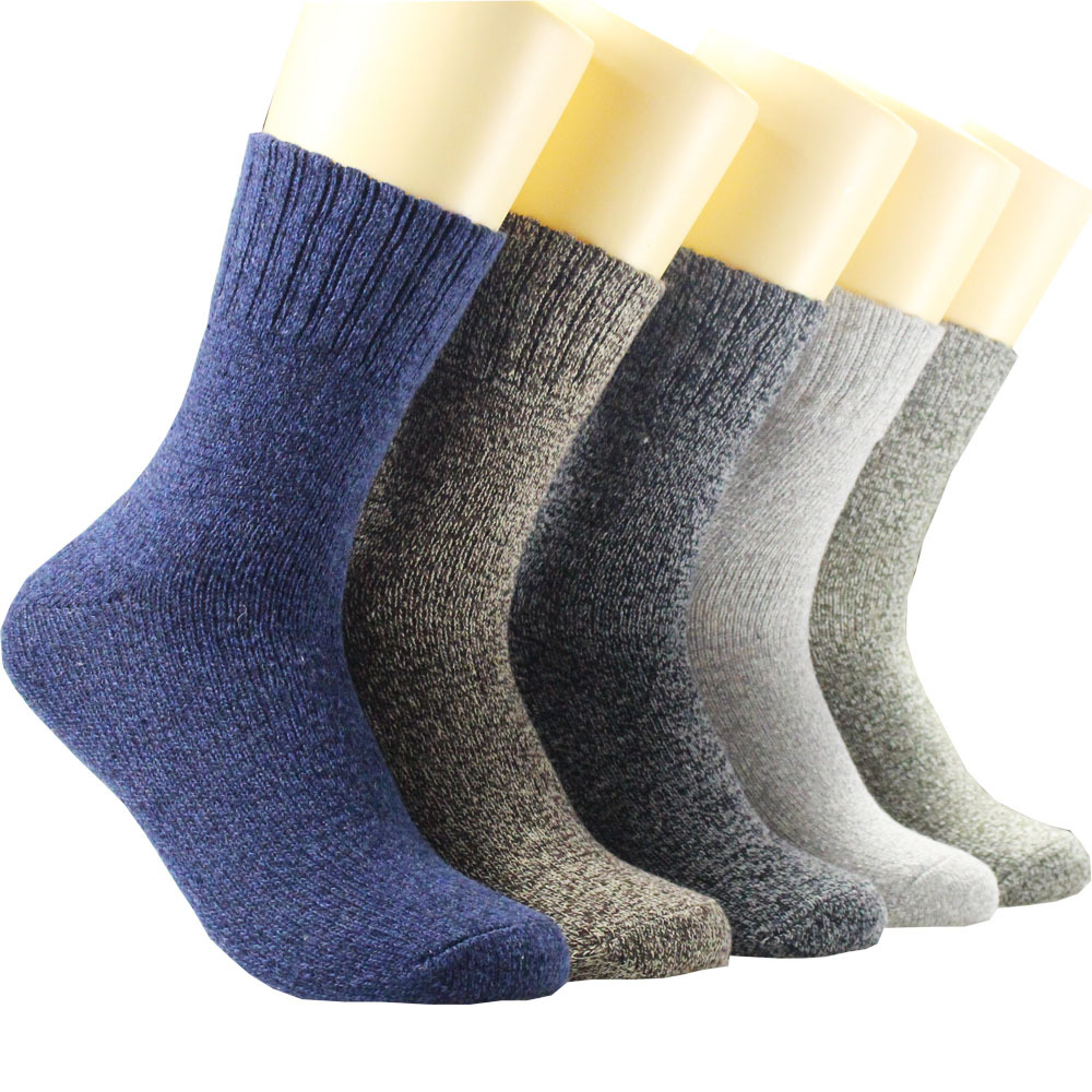 5足入り1ロット メンズ冬用暖かいウールソックス 原宿レトロ - Cotton Crew Sock Pack のレビューと価格