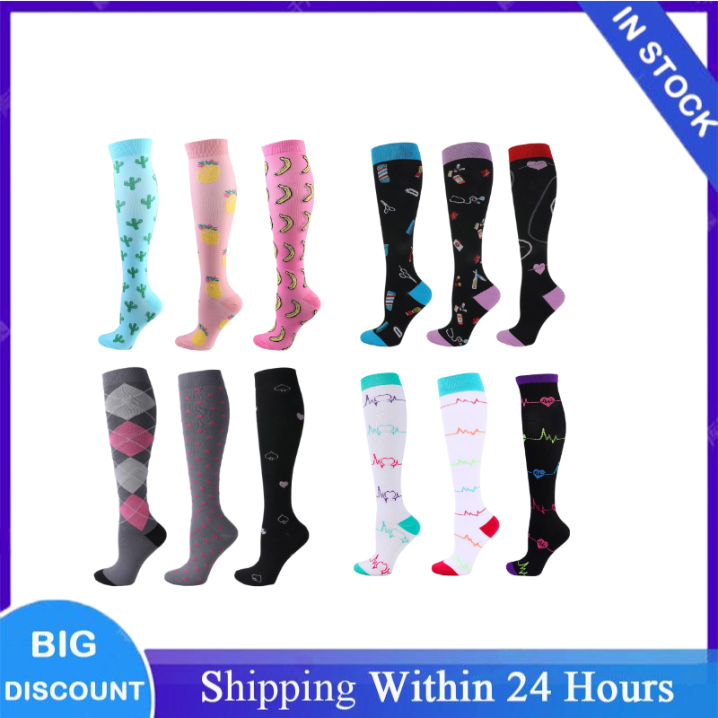 3 ペア/パック複数のスタイル女性男性着圧ソックス膝高 30 - Cotton Crew Sock Pack のレビューと価格