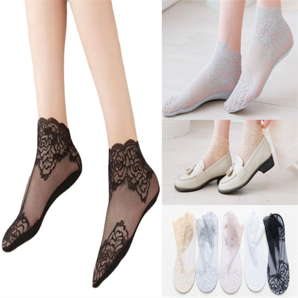 女性用レースローズ薄手ソックス ローファー ローカット ノー - Invisibility Sock Loafer のレビューと価格