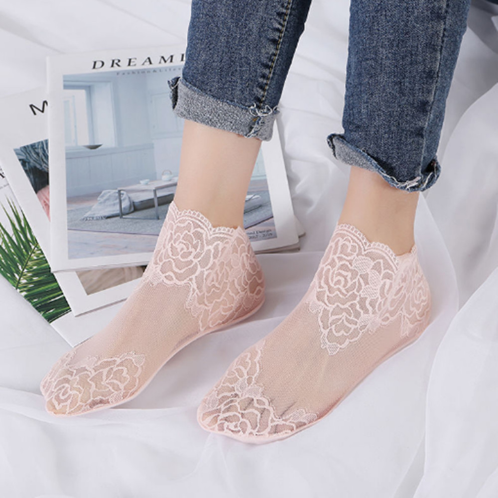 女性用レースローズ薄手ソックス ローファー ローカット ノー - Invisibility Sock Loafer のレビューと価格