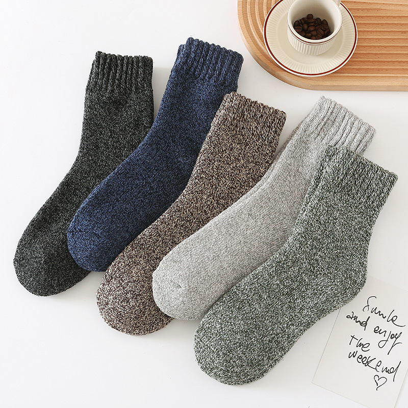5足組無地柄メンズ・ボーイズ・ガールズ用ミッドカーフコットン - Thermal Sock Winter のレビューと価格