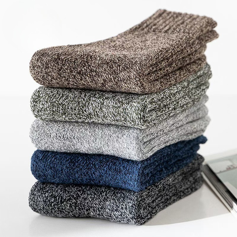 5足組無地柄メンズ・ボーイズ・ガールズ用ミッドカーフコットン - Thermal Sock Winter のレビューと価格