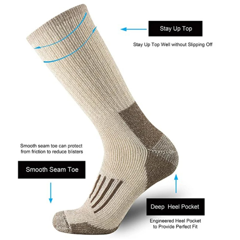 80% ウール靴下暖かい厚みのあるハイキングクッションクルー - Wool Hiking Sock のレビューと価格