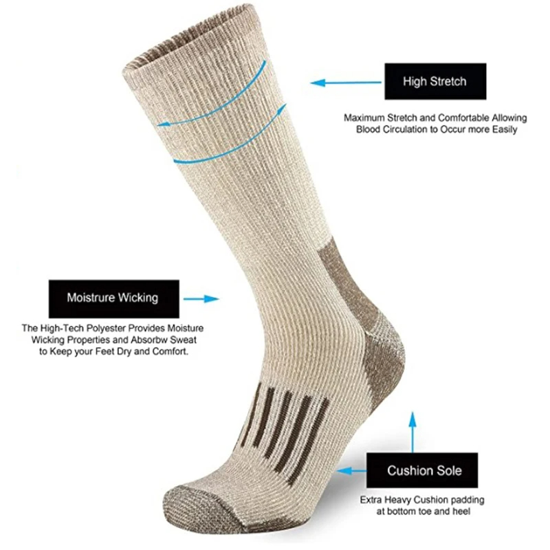 80% ウール靴下暖かい厚みのあるハイキングクッションクルー - Wool Hiking Sock のレビューと価格
