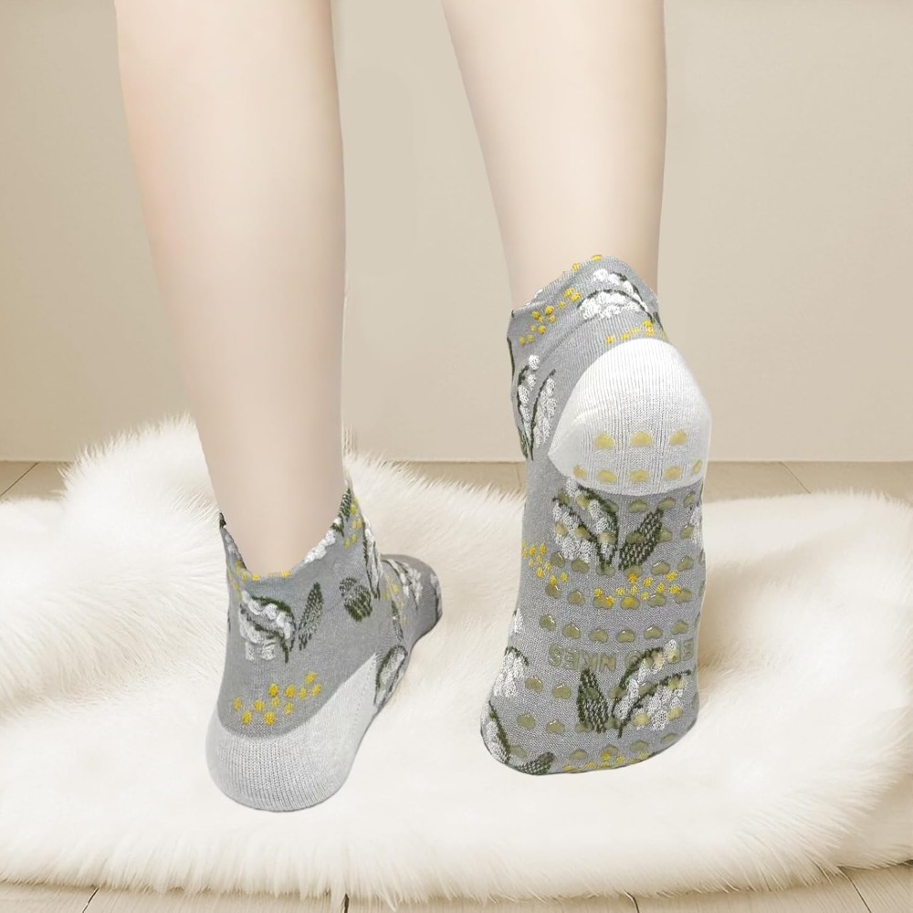 女性用花柄ジャカードヨガソックス – フィットネスや日常着用 - Grip Sock Yoga のレビューと価格