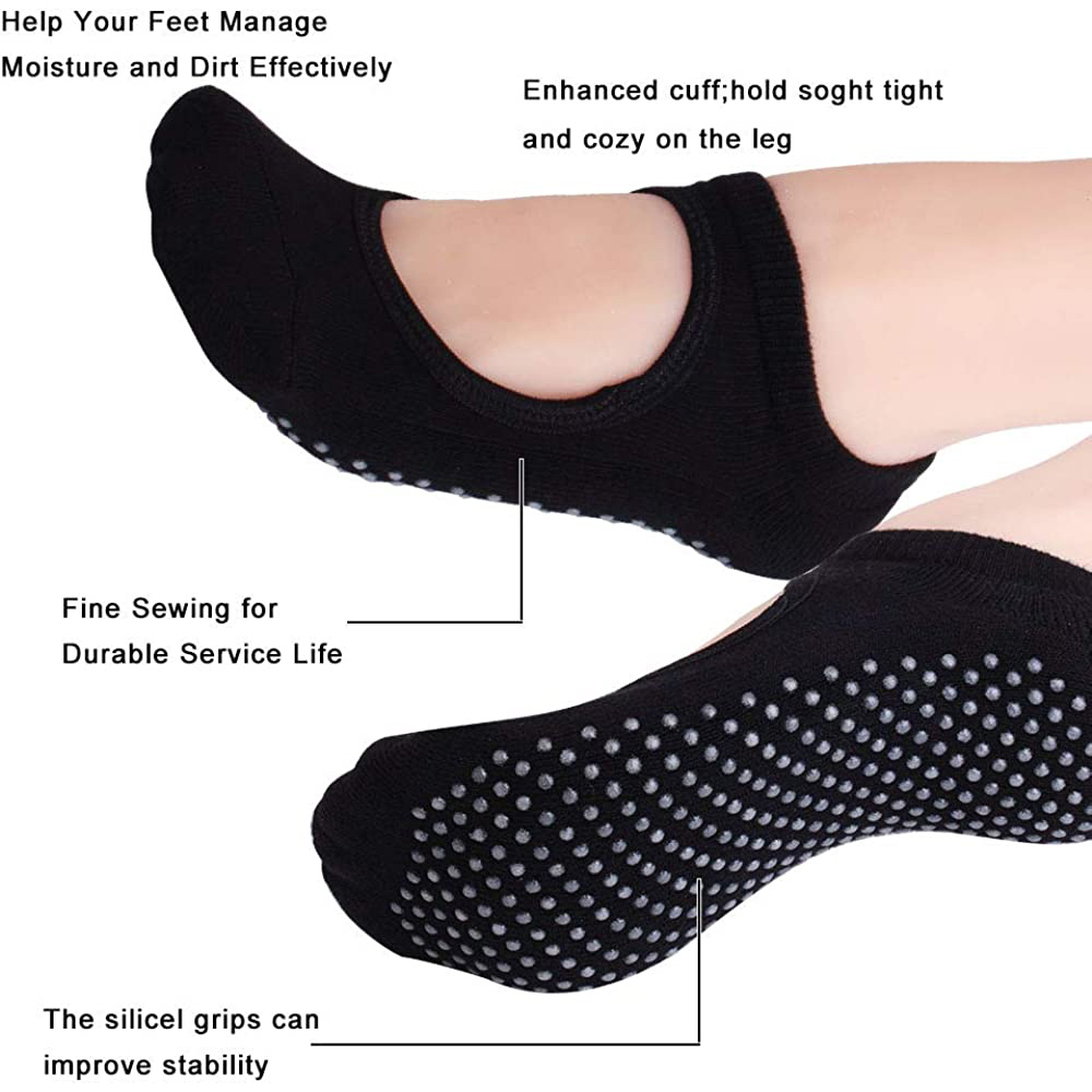 バックレスノンスリップフィットネスピラティスソックス綿女性ス - No Show Sock Women のレビューと価格