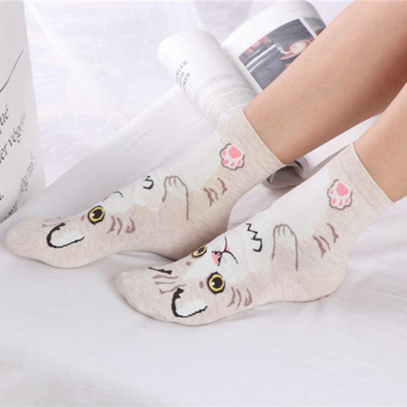 5 ペア/パック面白い漫画犬ノベルティ子犬クルーアートハッピ - Cotton Crew Sock Pack のレビューと価格