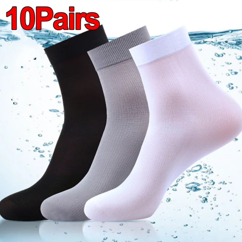 10 ペア男性靴下夏超薄型ストライプ通気性靴下アイスシルク竹 - Silk Sock Bamboo のレビューと価格